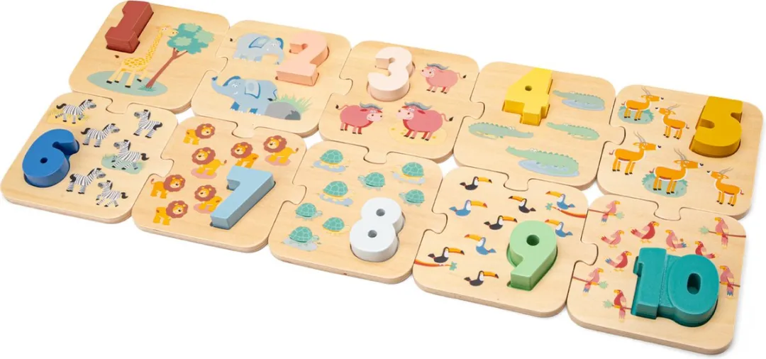 New Classic Toys Houten Cijferpuzzel Safari 20-delig - 1-10