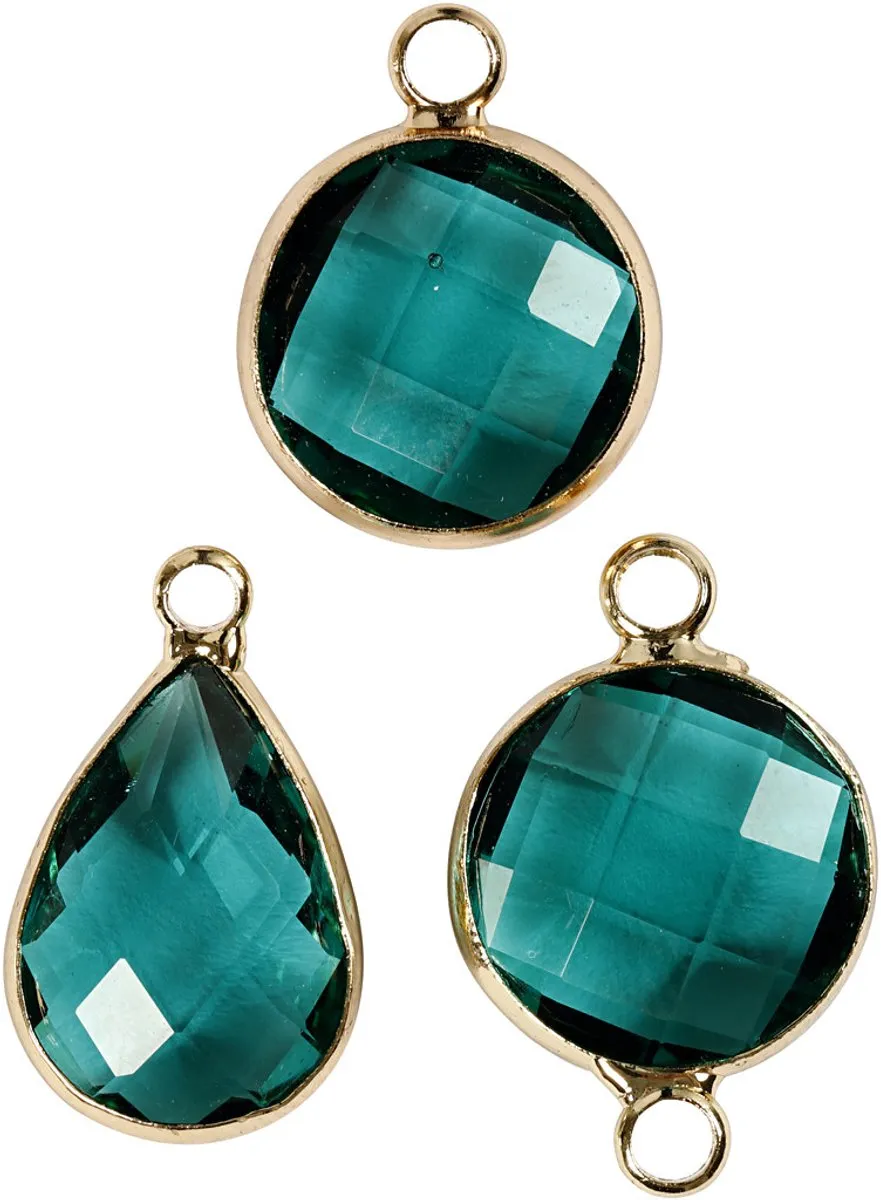 Creativ Company Sieradenhanger Cabochon Facetglas 15-20mm - Groen - 6 Stuks