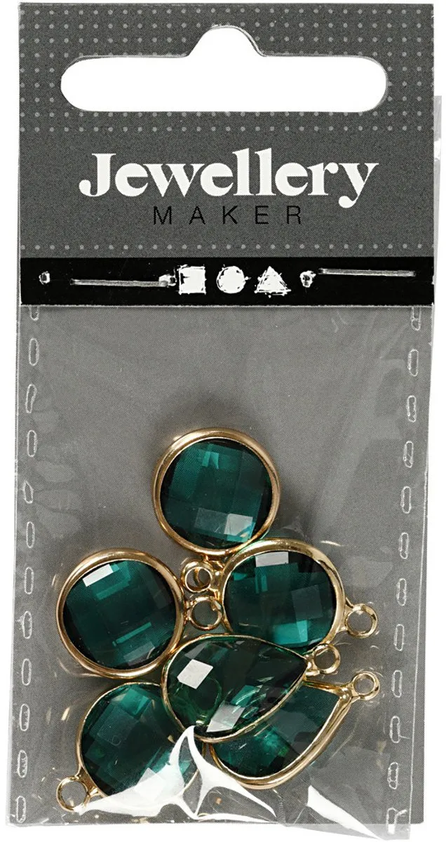 Creativ Company Sieradenhanger Cabochon Facetglas 15-20mm - Groen - 6 Stuks