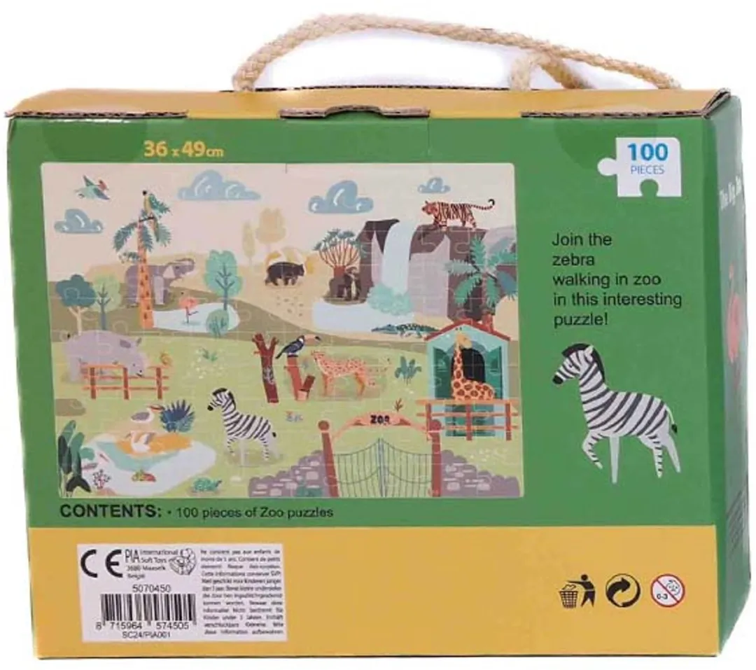 PIA Soft Toys De grote zoo Design Puzzel 100 Stuks - 20x16cm