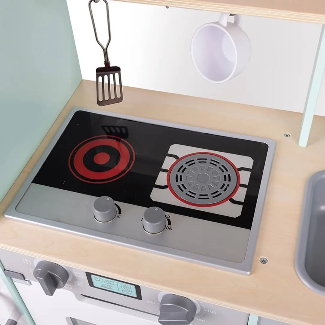 Eurekakids Master Kitchen Pastel Houten Speelkeuken - Mint/Wit