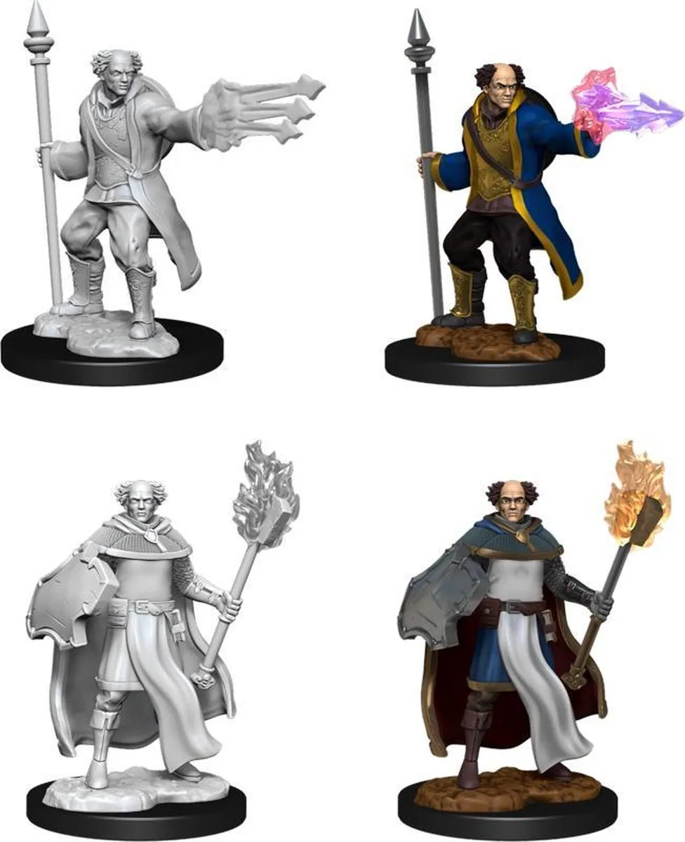 Dungeons and Dragons Miniatures - Nolzur's Marvelous  - Human Male Multiclass Cleric + Wizard - Miniatuur - Ongeverfd