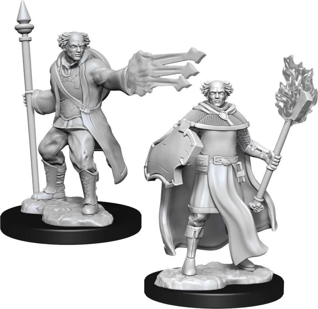 Dungeons and Dragons Miniatures - Nolzur's Marvelous  - Human Male Multiclass Cleric + Wizard - Miniatuur - Ongeverfd