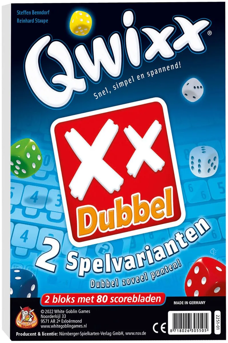 White Goblin Games Qwixx Dubbel Dobbelspel - 2-6 Spelers - MPN 8718026305505