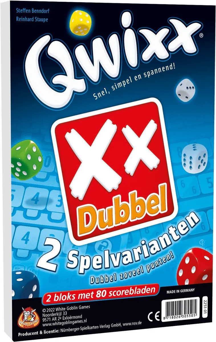 White Goblin Games Qwixx Dubbel Dobbelspel - 2-6 Spelers - MPN 8718026305505
