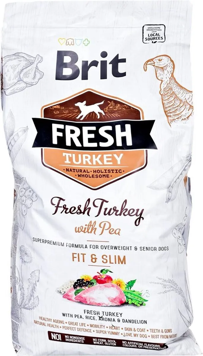 Voer Brit Fresh Volwassen Pauw Doperwten 12 kg