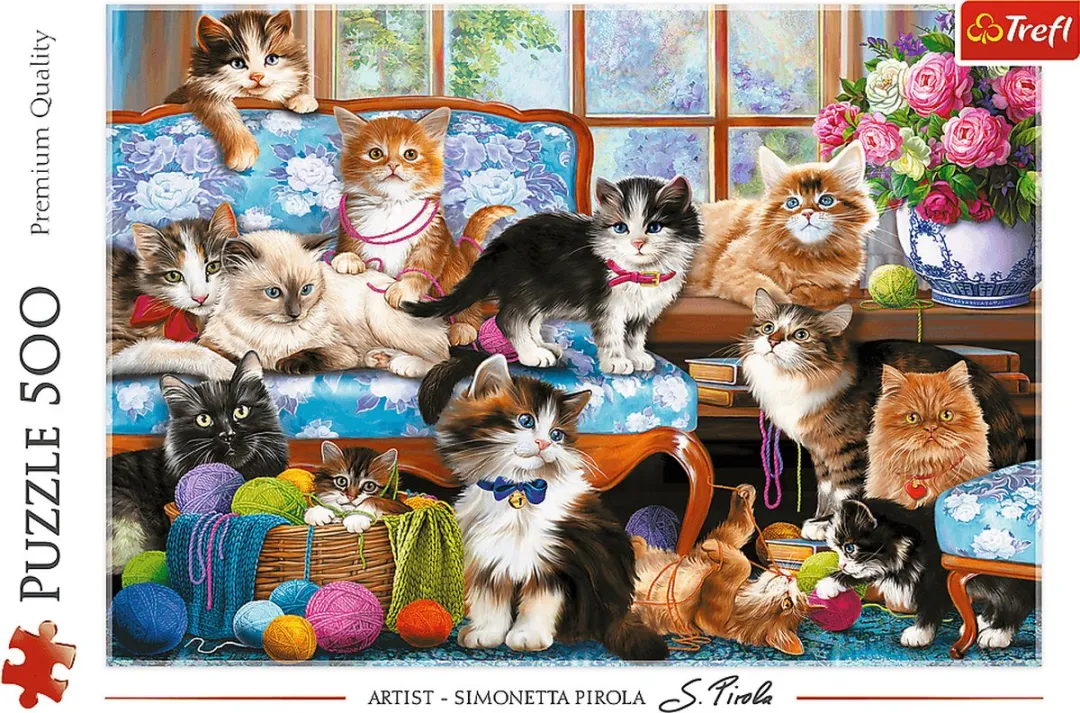 Trefl Legpuzzel 500 Stuks Kattenfamilie 48x34cm - Wit/Kleurrijk