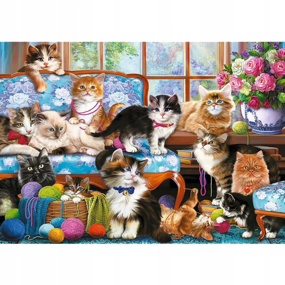 Trefl Legpuzzel 500 Stuks Kattenfamilie 48x34cm - Wit/Kleurrijk