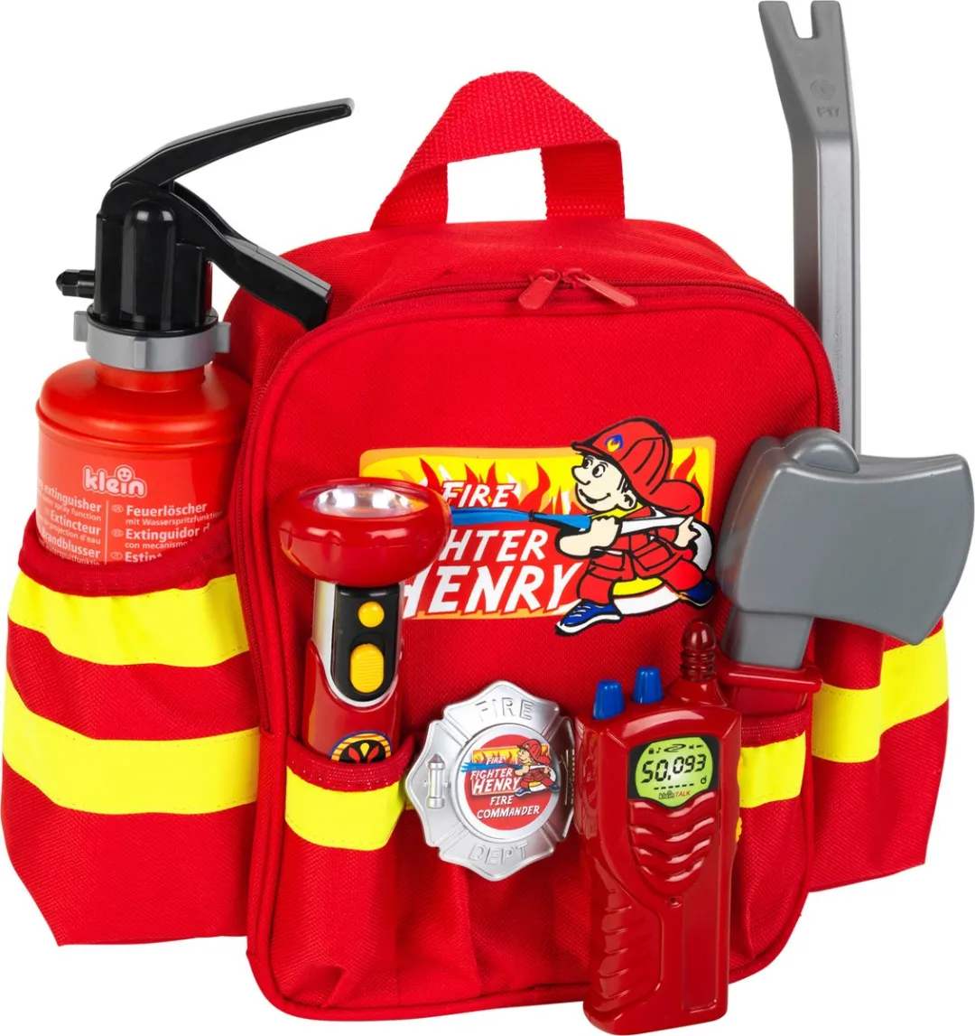 Klein Toys Brandweerrugzak - Rood/Geel - 28x25x8,5cm