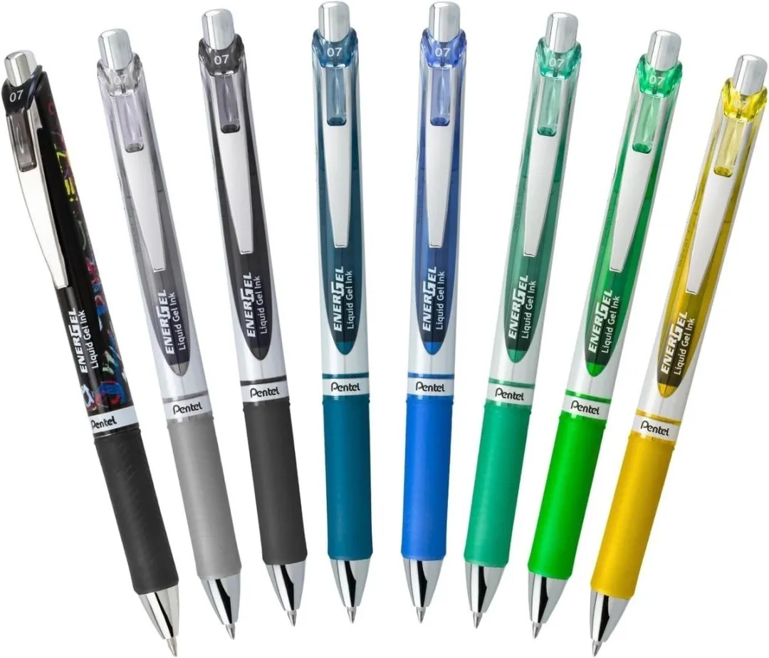 Pentel EnerGel RTX BL77XCHIBP8M Gelpen - 8 Stuks - Varia Blauw/Groen