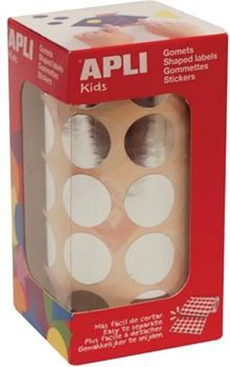 Apli Kids Stickers Op Rol Ø20mm - 1770 Stuks Metallic Zilver