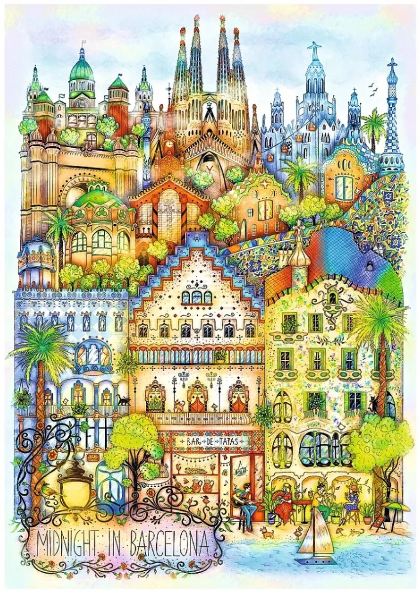Trefl Puzzel Barcelona 's Nachts 1000 Stuks - Multicolor