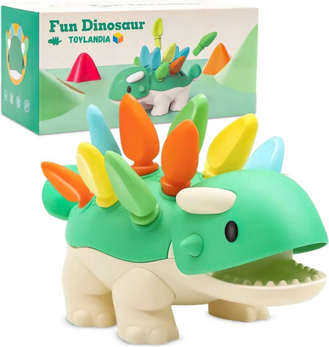 Toylandia Dino - Dinosaurus Fijne Motoriek kleuters - Sensorisch speelgoed baby 6 maanden 0 jaar - Baby Speelgoed 1 jaar meisjes cadeau - Sinterklaas cadeautjes Montessori speelgoed Meisjes speelgoed 2 jaar jongens - Kinderspeelgoed Peuter