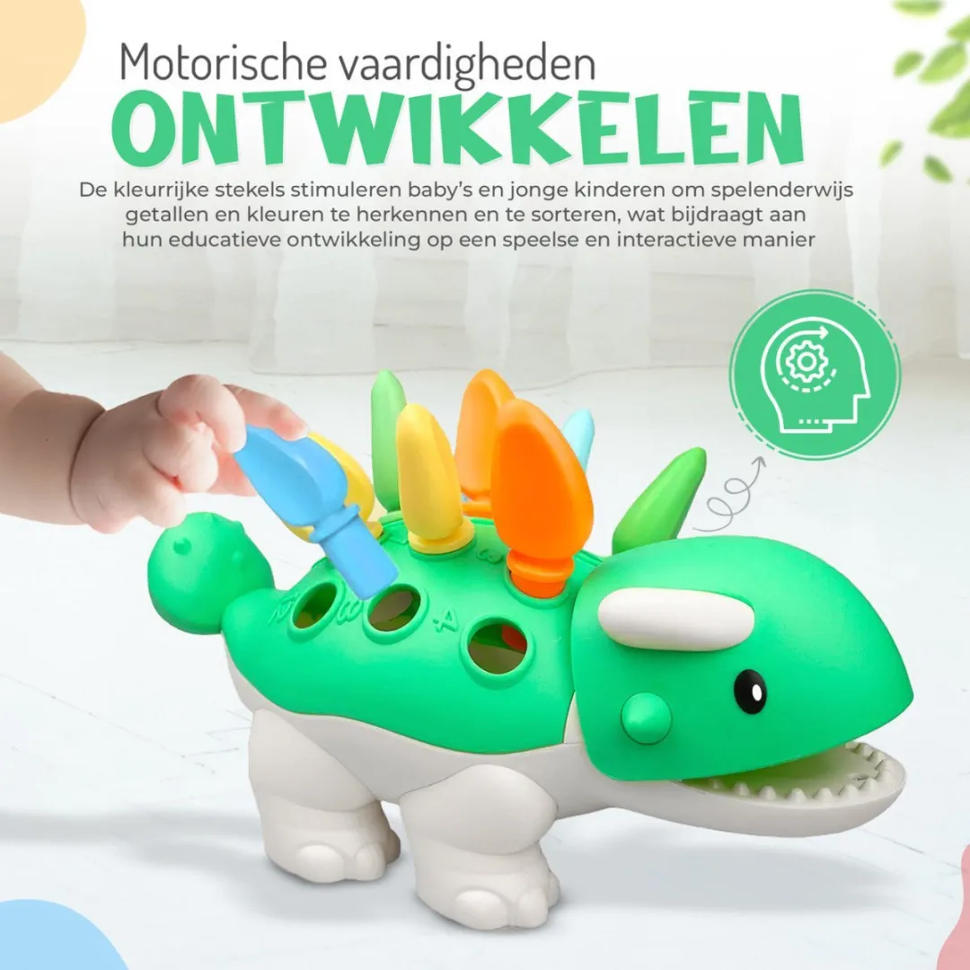 Toylandia Dino - Dinosaurus Fijne Motoriek kleuters - Sensorisch speelgoed baby 6 maanden 0 jaar - Baby Speelgoed 1 jaar meisjes cadeau - Sinterklaas cadeautjes Montessori speelgoed Meisjes speelgoed 2 jaar jongens - Kinderspeelgoed Peuter