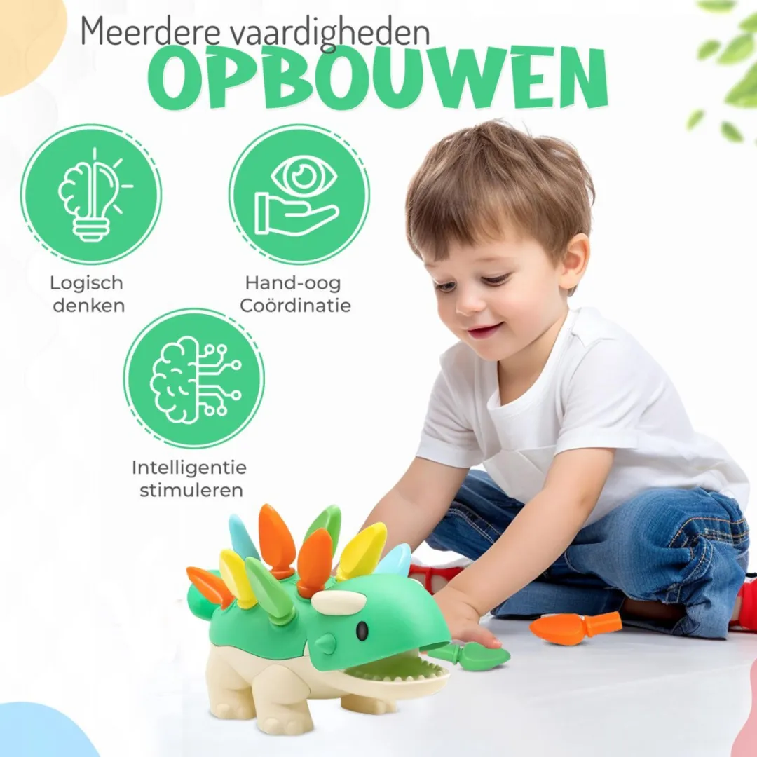 Toylandia Dino - Dinosaurus Fijne Motoriek kleuters - Sensorisch speelgoed baby 6 maanden 0 jaar - Baby Speelgoed 1 jaar meisjes cadeau - Sinterklaas cadeautjes Montessori speelgoed Meisjes speelgoed 2 jaar jongens - Kinderspeelgoed Peuter