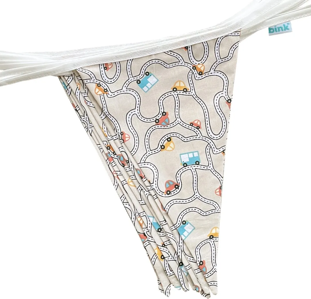 BINK Bedding Stoffen Slinger Traffic Beige XXL - 10m 21 Vlaggetjes