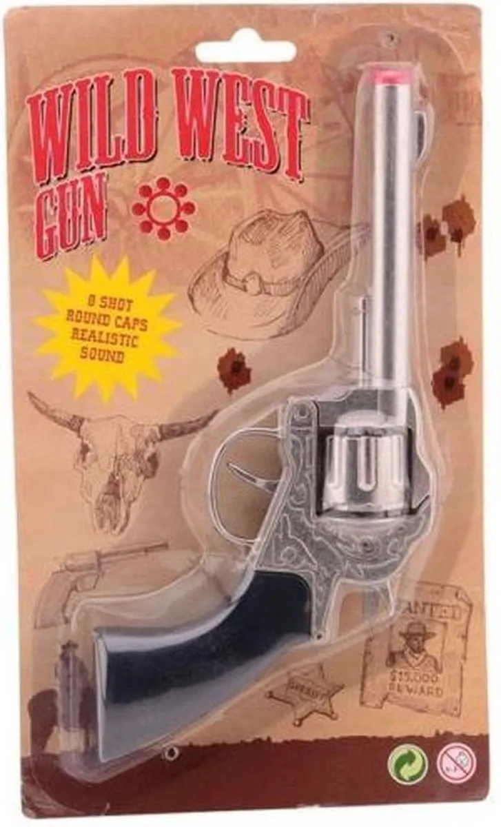 Johntoy Cowboy Pistool 26402 - 8 Schoten - Zwart