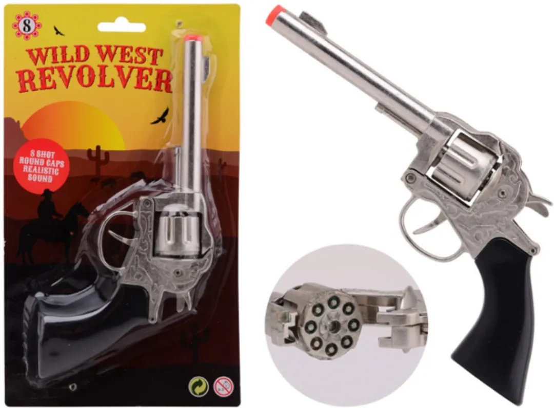 Johntoy Cowboy Pistool 26402 - 8 Schoten - Zwart