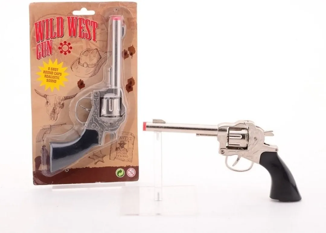 Johntoy Cowboy Pistool 26402 - 8 Schoten - Zwart