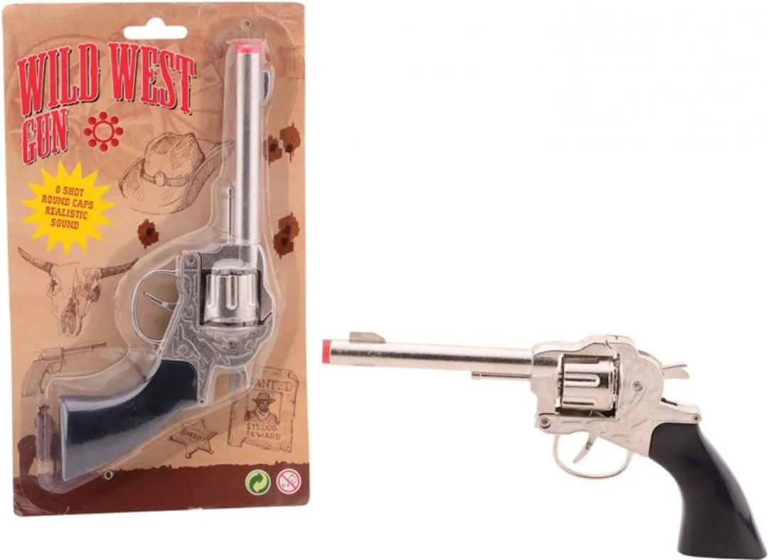 Johntoy Cowboy Pistool 26402 - 8 Schoten - Zwart