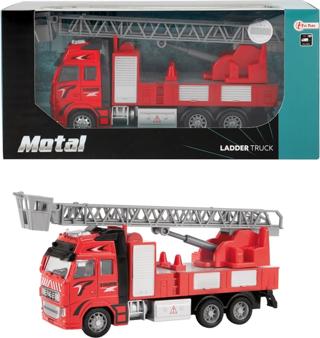 Toi-Toys Metal Pull-back Brandweerwagen 1:38 Rood - MPN 24588A