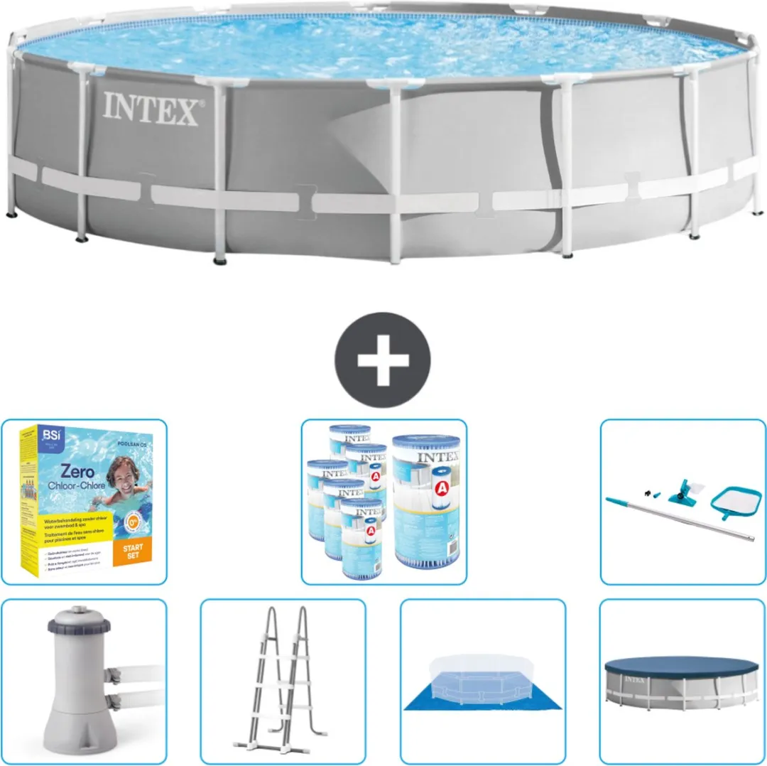 Intex Rond Prism Frame Zwembad 427x107cm - Grijs