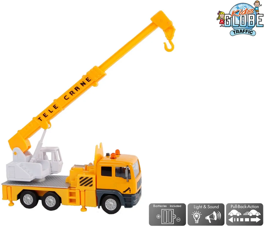 Kids Globe Hijskraan Die-cast met Licht en Geluid, 15cm