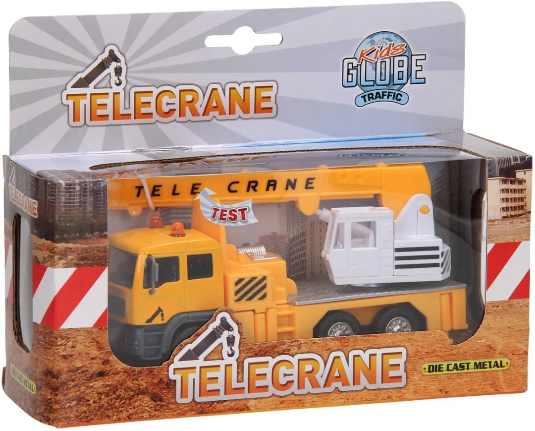Kids Globe Hijskraan Die-cast met Licht en Geluid, 15cm