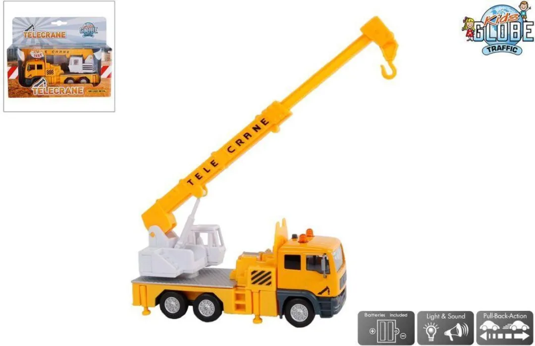 Kids Globe Hijskraan Die-cast met Licht en Geluid, 15cm