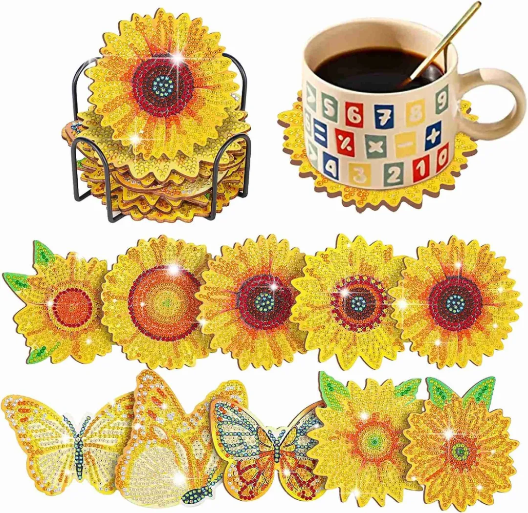 VDTOYS Diamond Painting Coasters Set O Zonnebloemen