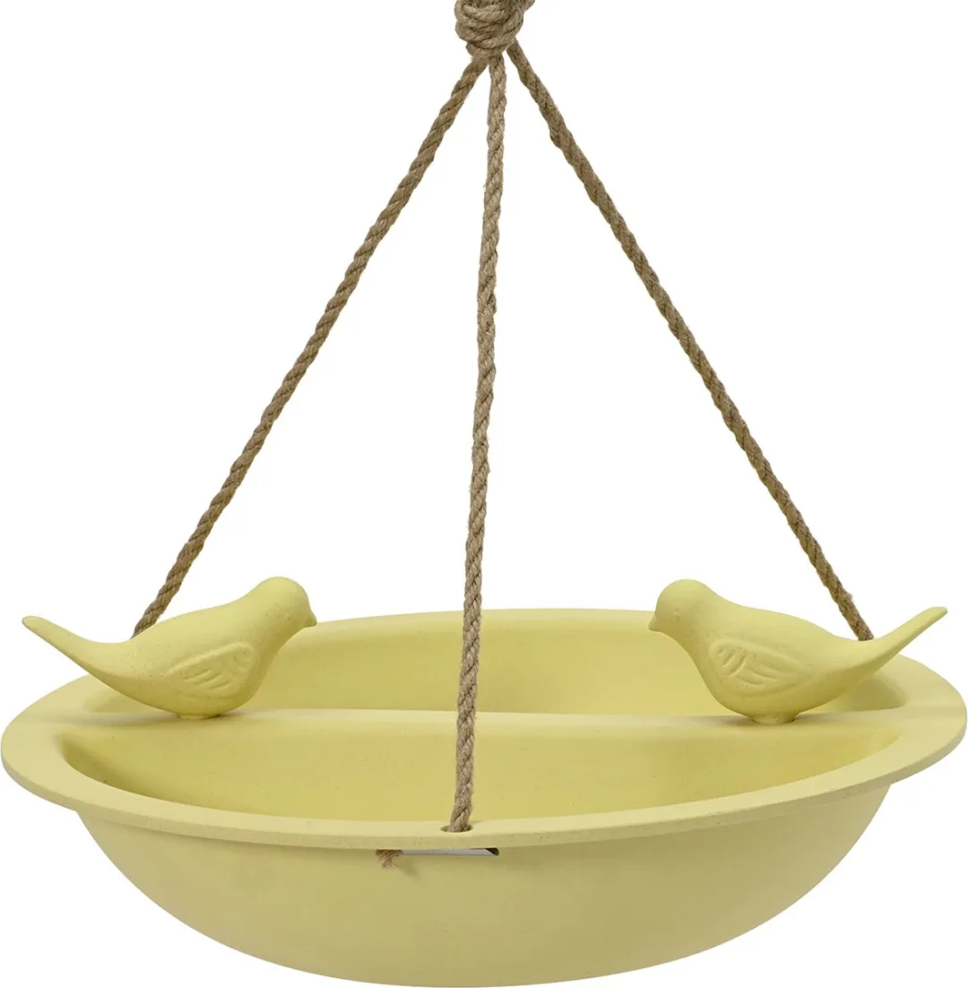 Decoris Vogelhuisje met bad/voederschaal - Geel