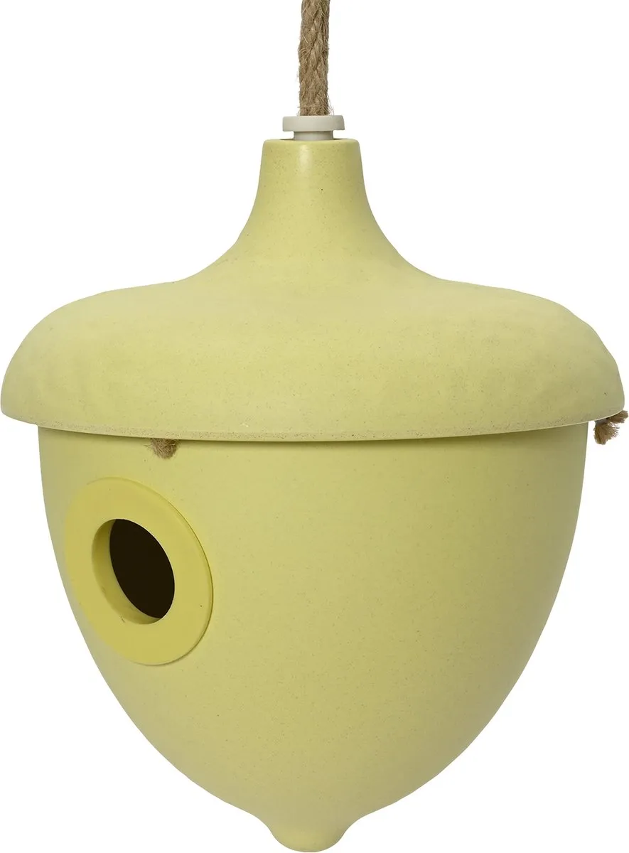 Decoris Vogelhuisje met bad/voederschaal - Geel