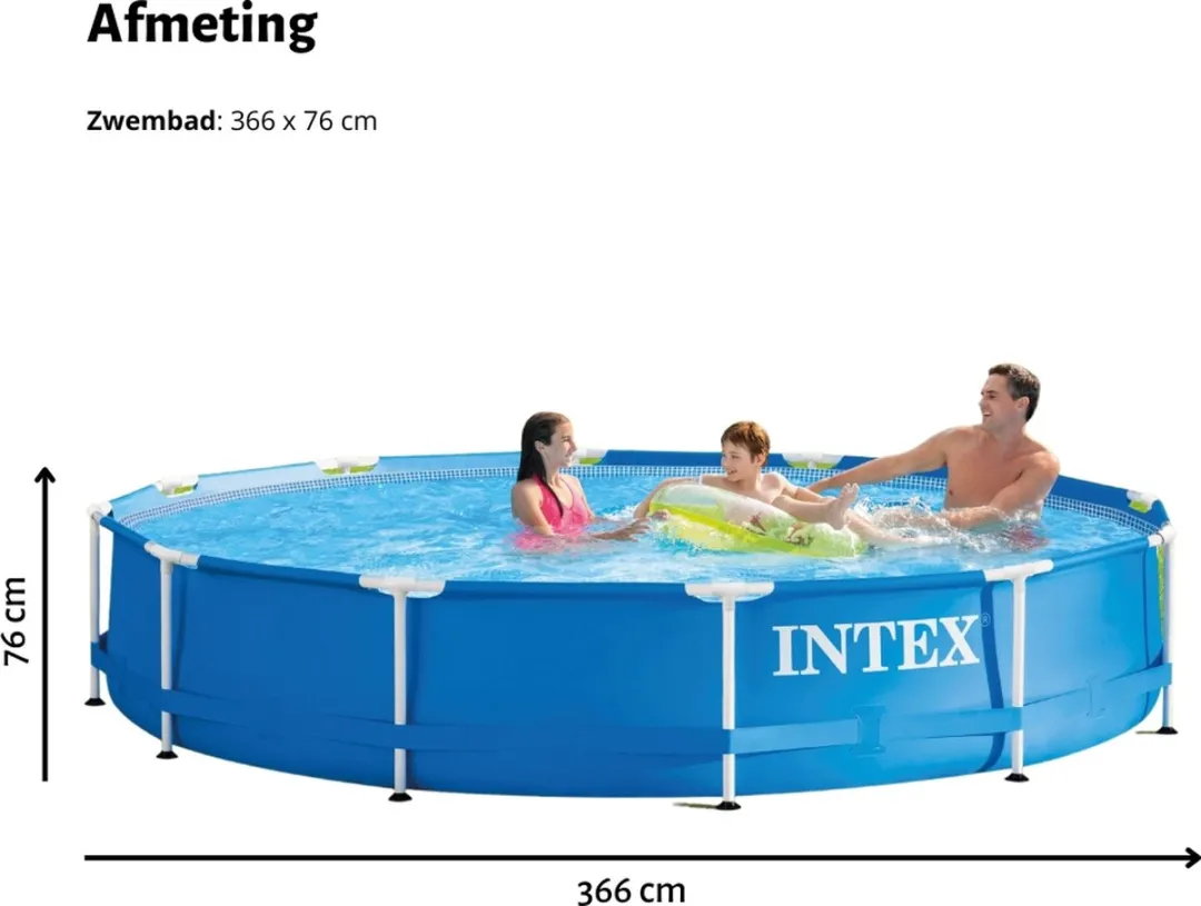 Intex 28210NP Rond Frame Zwembad 366x76cm - Blauw - Onderhoudspakket - afbeelding 6 van 6
