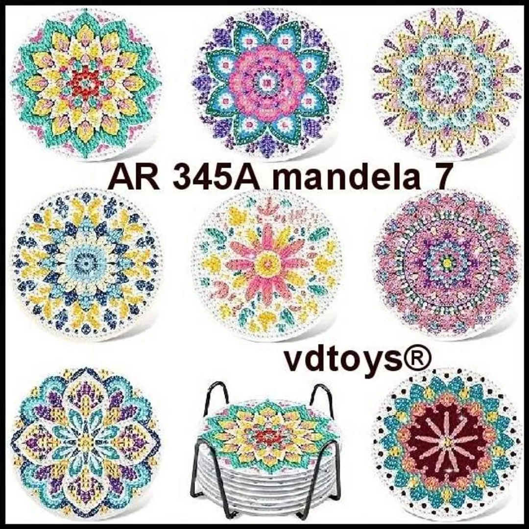 VDTOYS Diamond Painting Mandala AR 345A Set - 8 Onderzetters Compleet