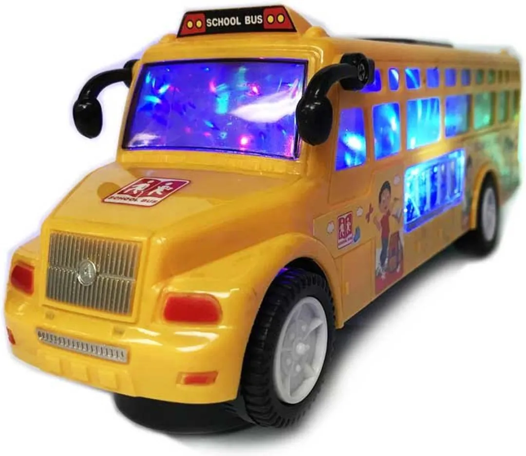 698 JIAN SHENG Schoolbus - Led Lichtjes & Muziek Geel
