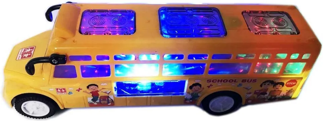 698 JIAN SHENG Schoolbus - Led Lichtjes & Muziek Geel