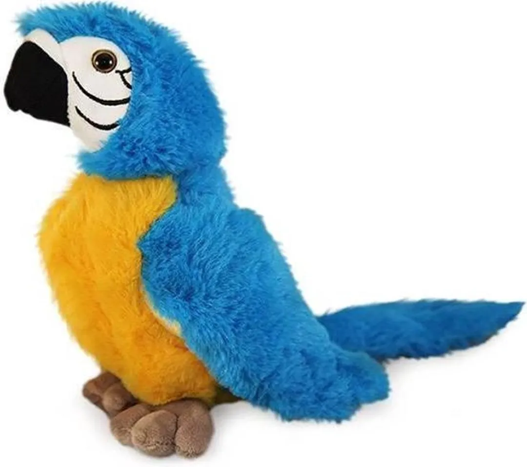 PIA Soft Toys Knuffelpapegaai - Blauw - 24 cm