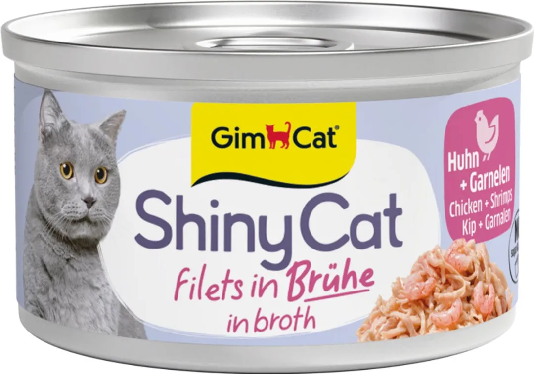 GimCat ShinyCat Filets Kip + Garnalen 24x70g