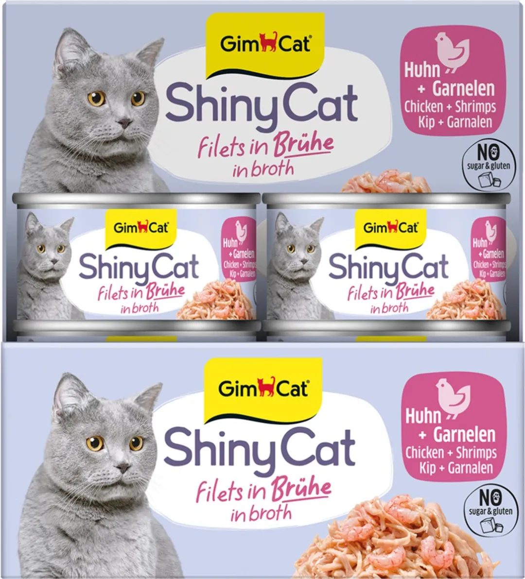 GimCat ShinyCat Filets Kip + Garnalen 24x70g