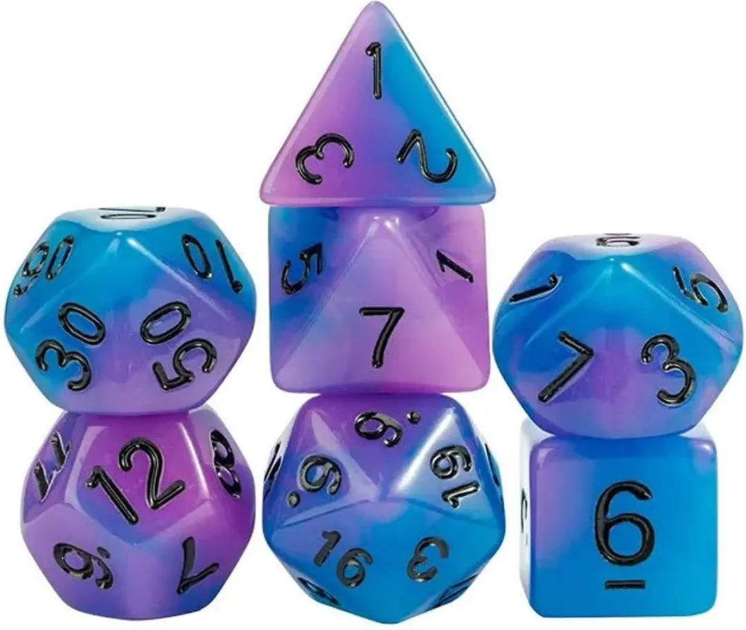 Lapi Toys DnD Polydice Glow Acryl Set - 7 Stuks - Paars