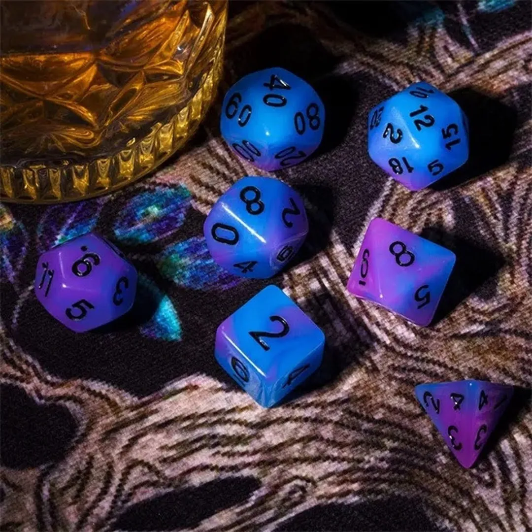 Lapi Toys DnD Polydice Glow Acryl Set - 7 Stuks - Paars