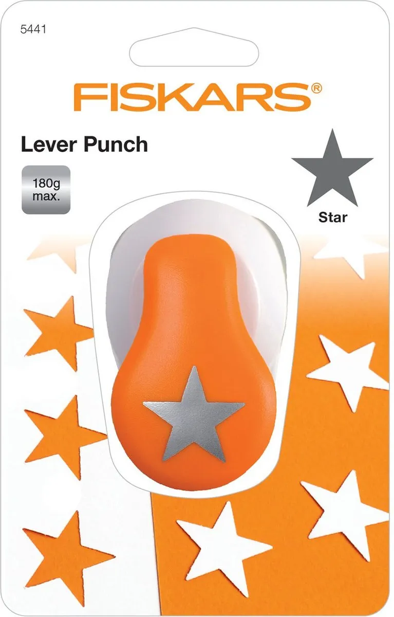 Fiskars Lever Punch M Ø25mm Ster - Oranje/Wit