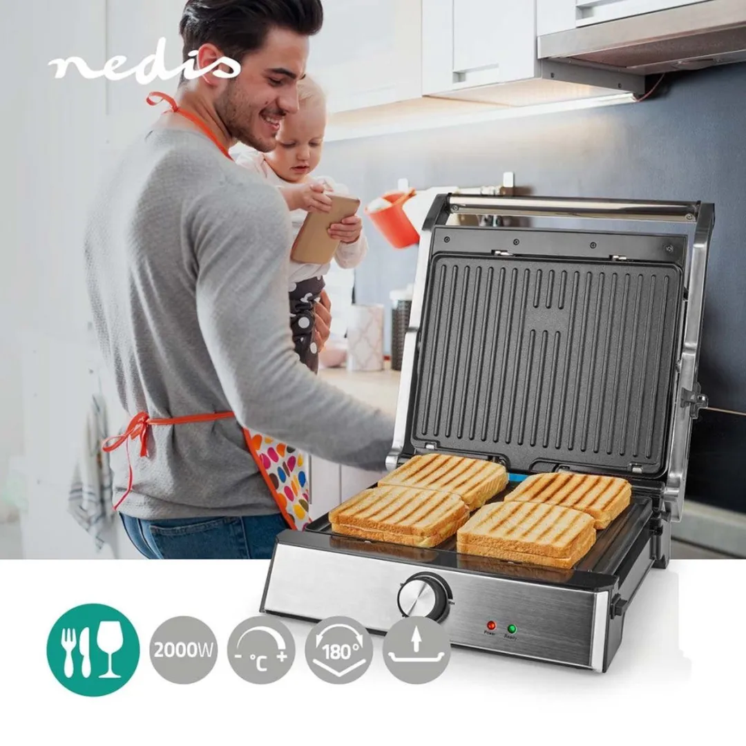 Nedis Contact Grill KAGR151FSR 2000W - Zwart