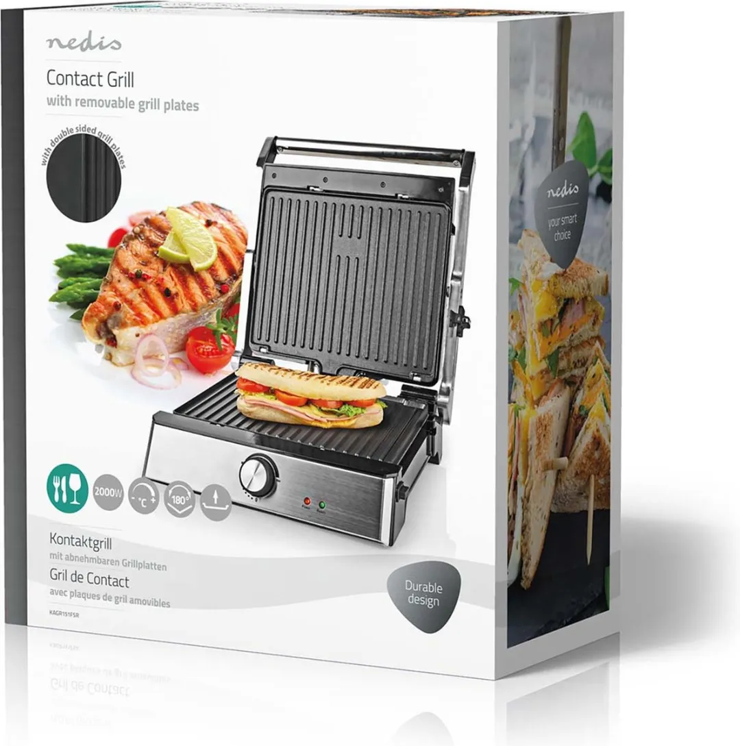 Nedis Contact Grill KAGR151FSR 2000W - Zwart