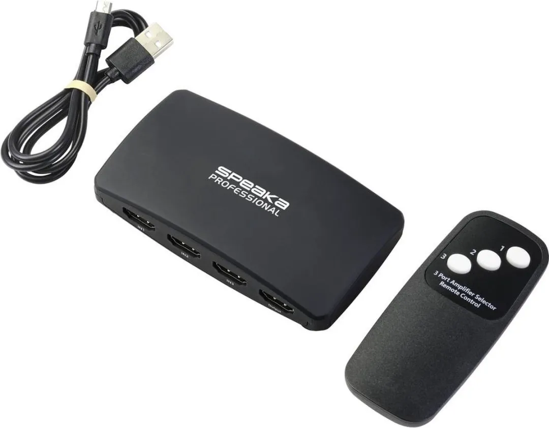 SpeaKa Professional SP-HDS-200 3 poorten HDMI-switch Met afstandsbediening UHD 8K @ 60 Hz, UHD 4K @ 120 Hz