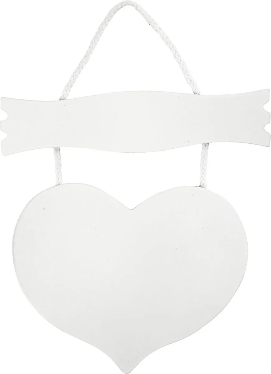 Creativ Company MDF Hart met Bord 28x19cm - Wit