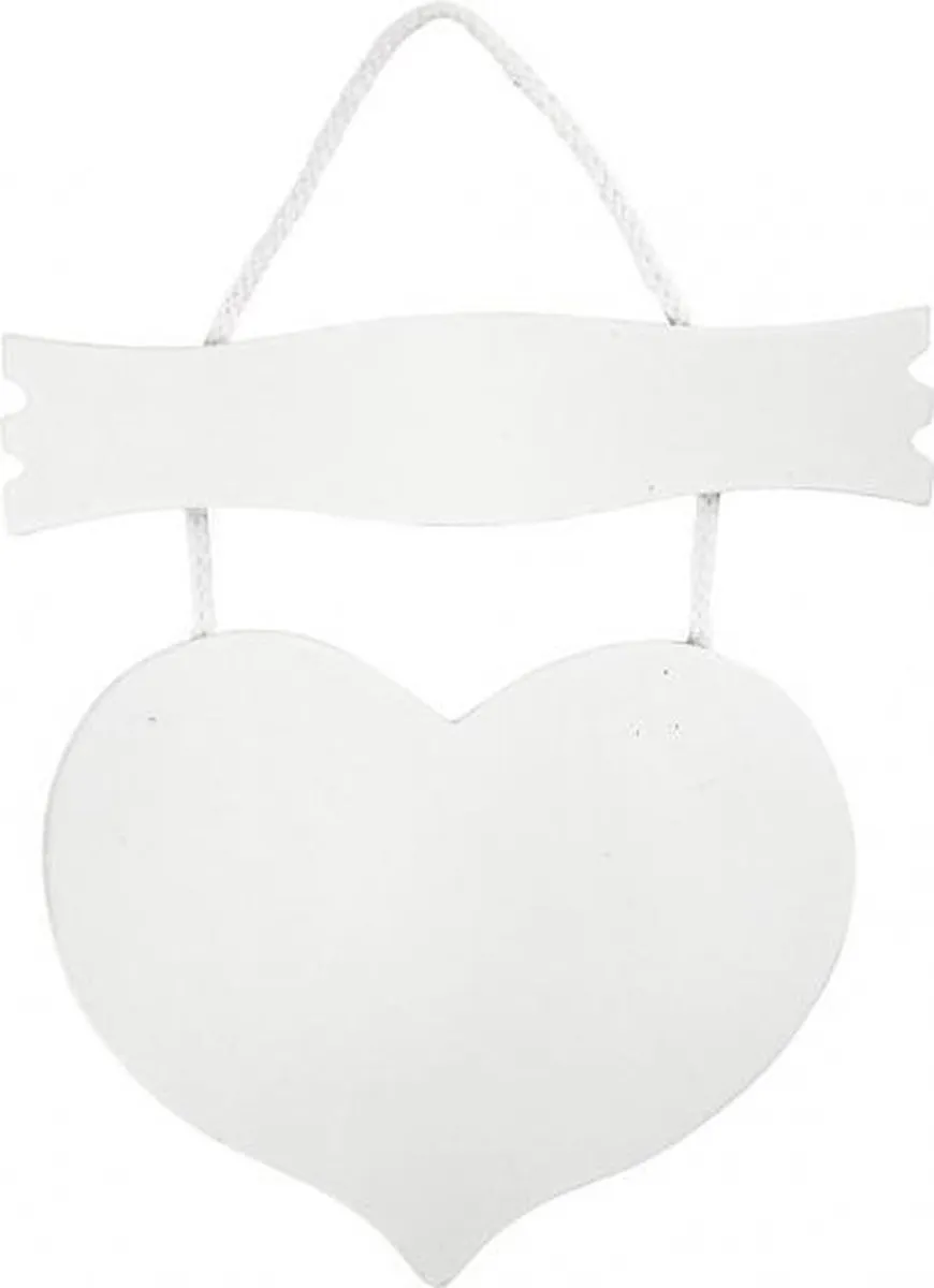 Creativ Company MDF Hart met Bord 28x19cm - Wit