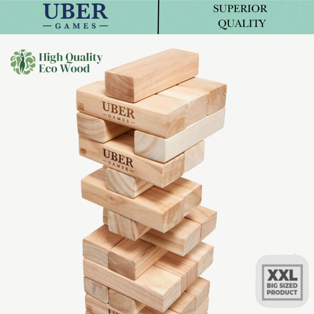Ubergames Hardhouten Stapeltoren 16KG - 54 Blokken