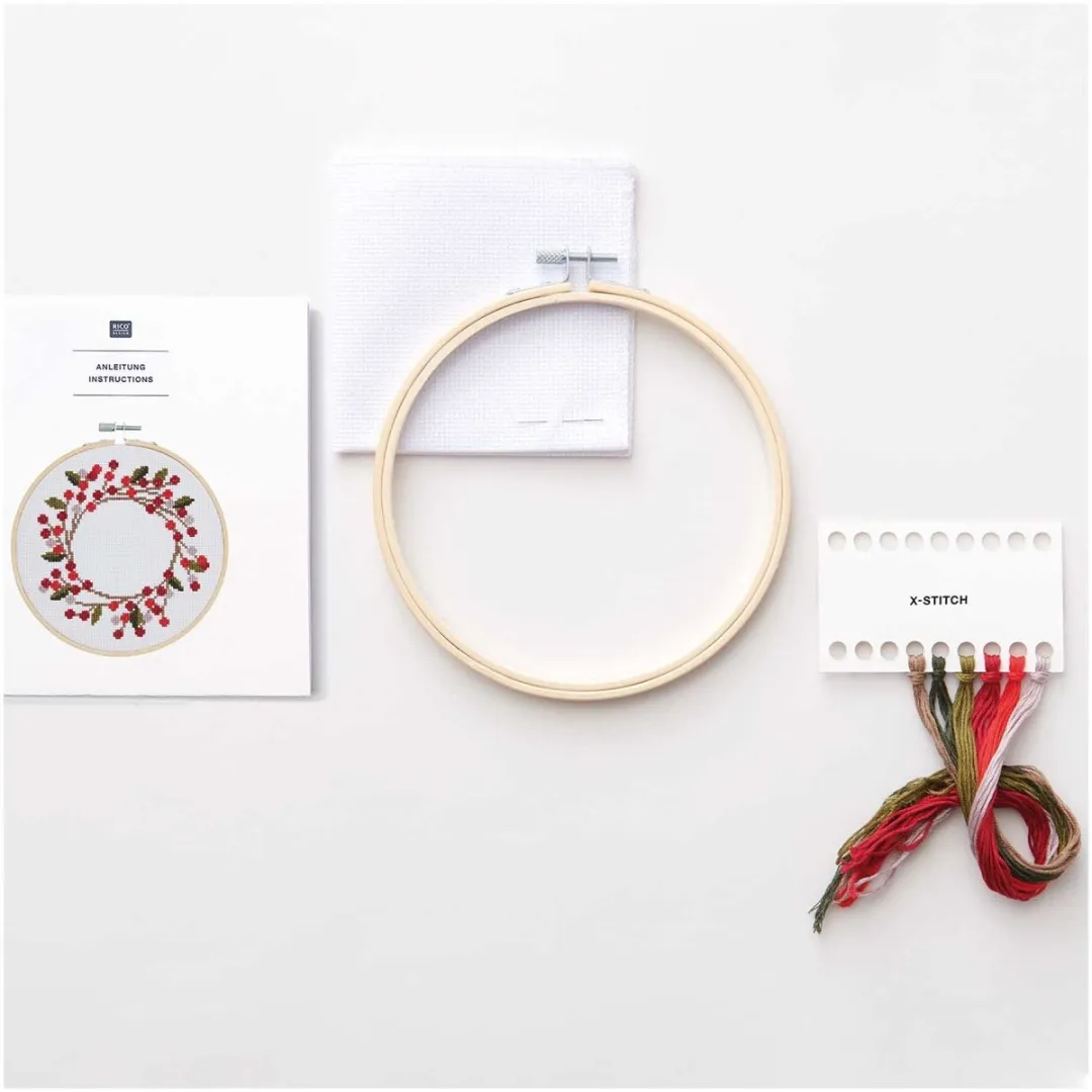 Rico Design Kerstkrans Kruissteek Borduurset 100074