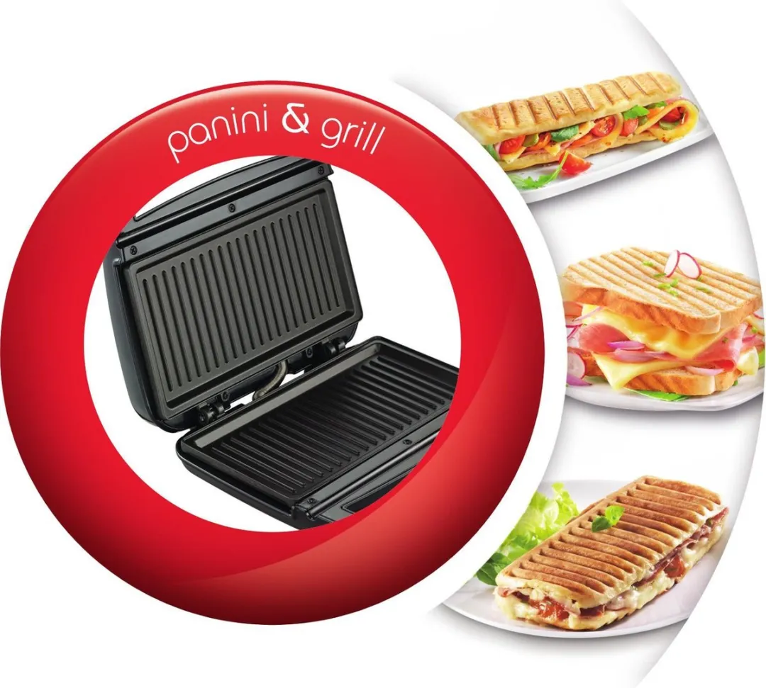 Moulinex Croc Time SZ192D12 Panini Grill - 700W - 2 Platen - Zilver